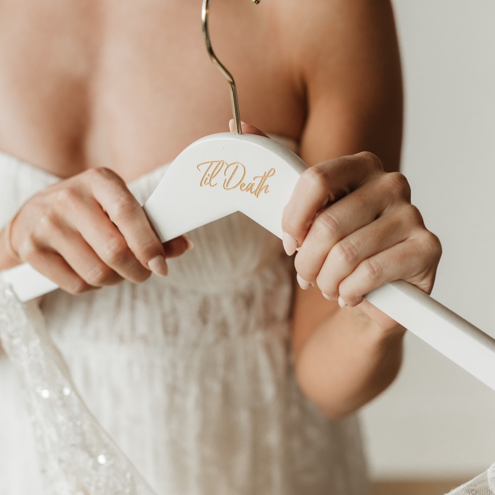 Bride and Groom Til Death Clothes Hanger Set